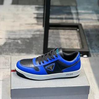 Prada Cloudbust أحذية رياضية أسلوب حياة جلدية زرقاء وسوداء