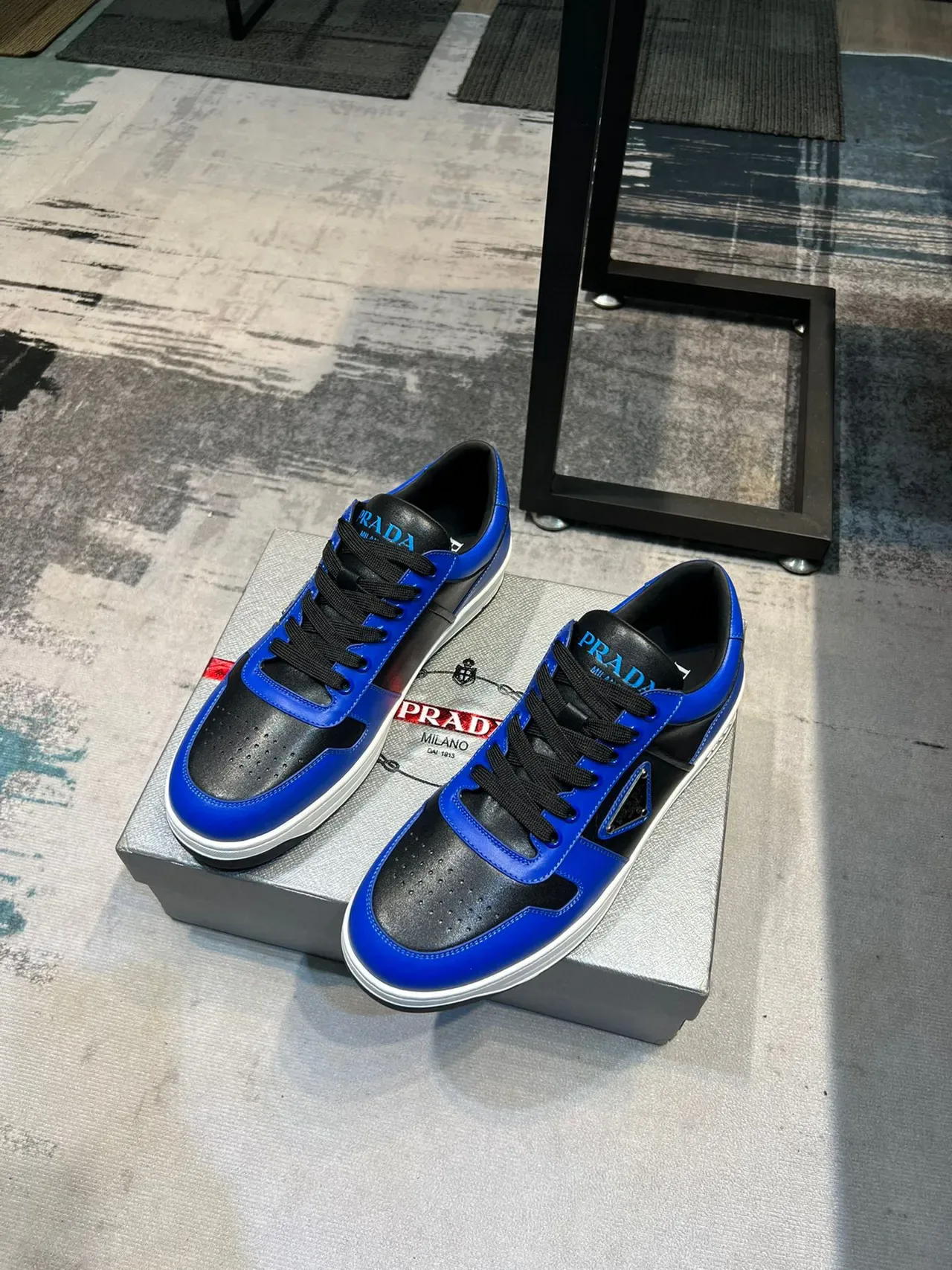 Prada Cloudbust Blue and Black Leather Lifestyle Sneakers 4