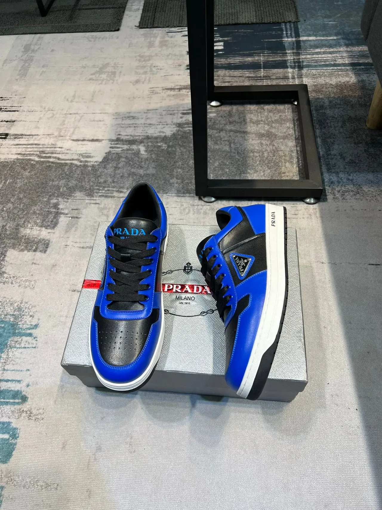 Prada Cloudbust Blue and Black Leather Lifestyle Sneakers 5