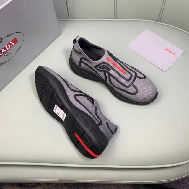 Prada Cloudbust Gray and Black Slip-On Lifestyle Sneakers 2