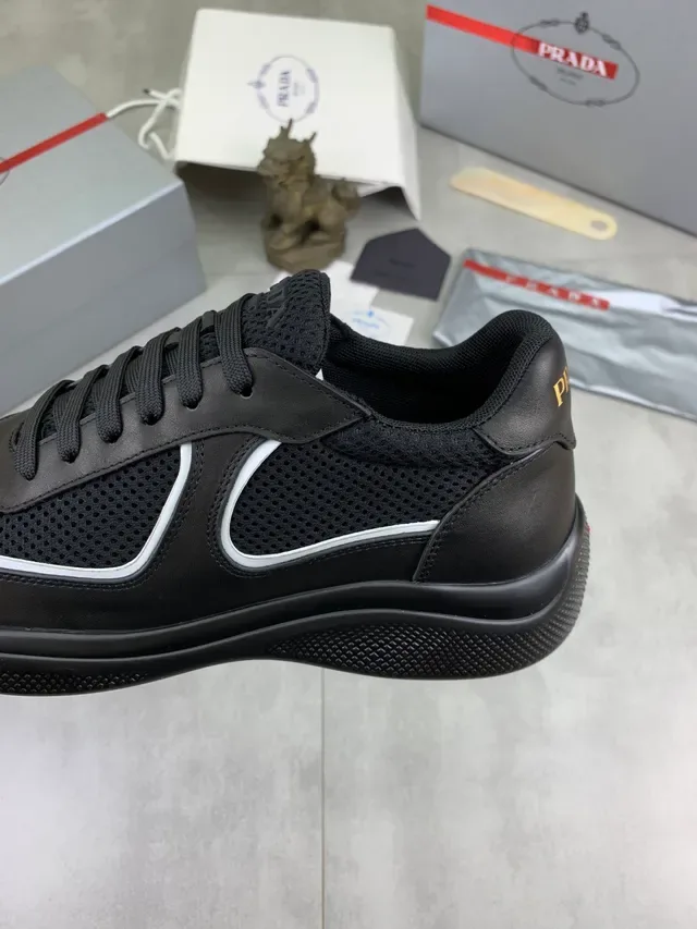 Prada Cloudbust Gray Mesh and Leather Lifestyle Sneakers 4