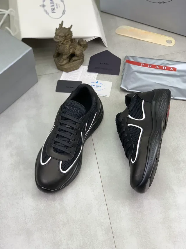 Prada Cloudbust Gray Mesh and Leather Lifestyle Sneakers 5