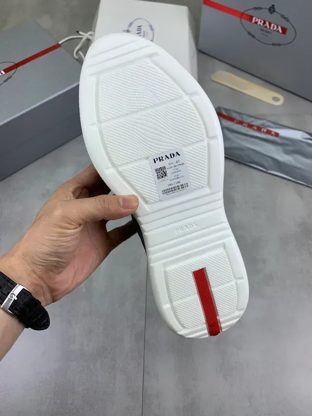 Prada Cloudbust Gray Mesh and Leather Lifestyle Sneakers 7