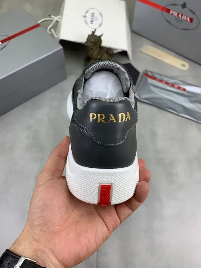 Prada Cloudbust Gray Mesh and Leather Lifestyle Sneakers 8