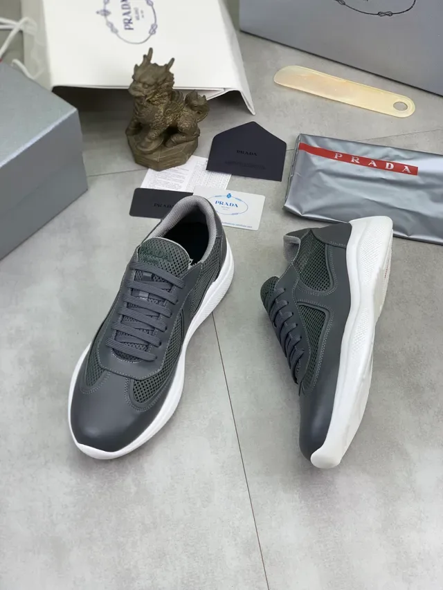 Prada Cloudbust Gray Mesh and Leather Lifestyle Sneakers 10