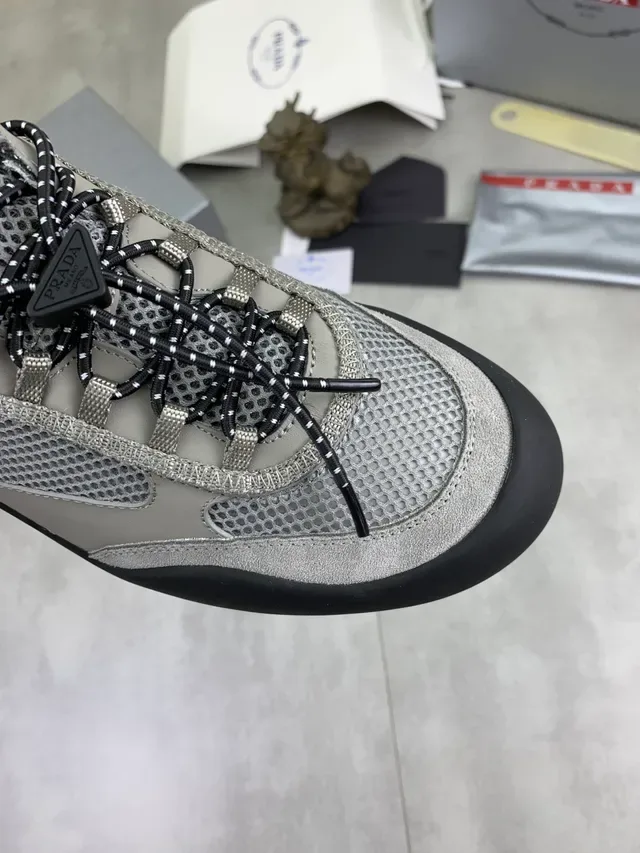 Prada Cloudbust Gray Mesh and Suede Lifestyle Sneakers 4