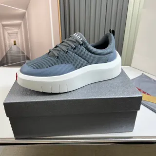 Prada Cloudbust Gris Malla Plataforma Chunky Zapatillas