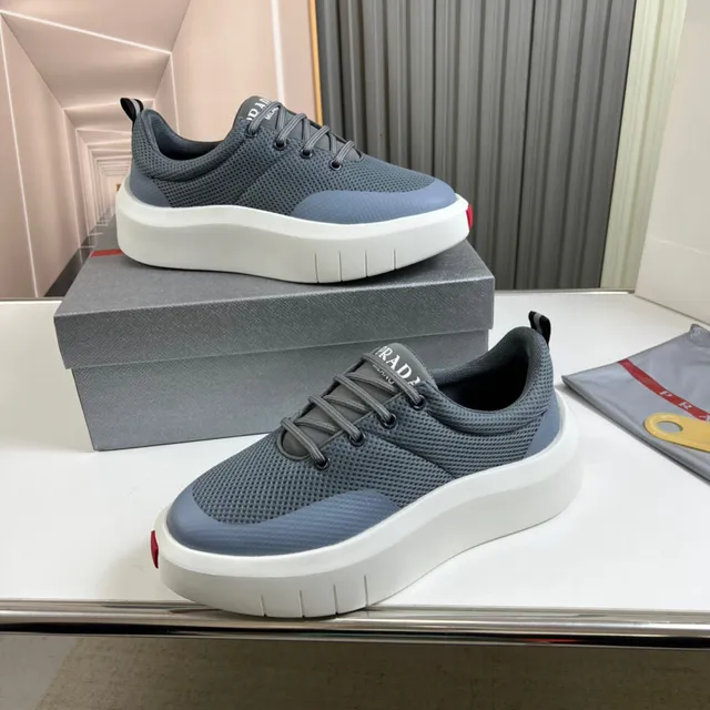 Prada Cloudbust Gray Mesh Platform Chunky Sneakers 8