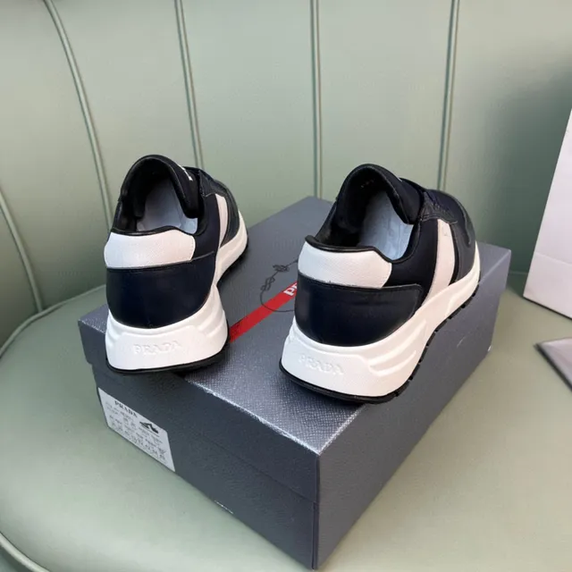 Prada Cloudbust Navy White Leather-Mesh Hybrid Contrast Midsole Chunky Sneakers 5