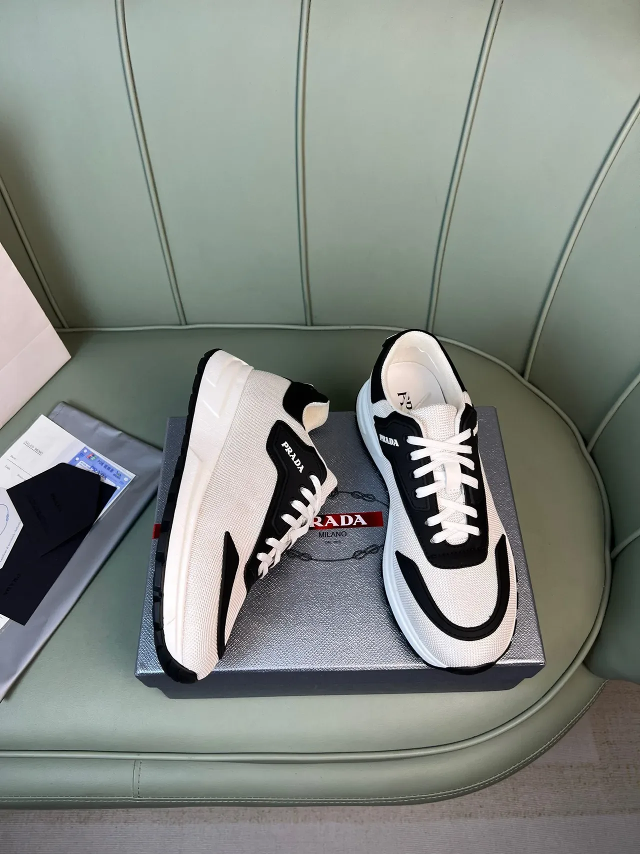 Prada Cloudbust Off-White and Black Chunky Sneakers 5