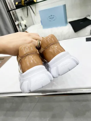 Prada Cloudbust Tan and White Chunky Sneakers 3