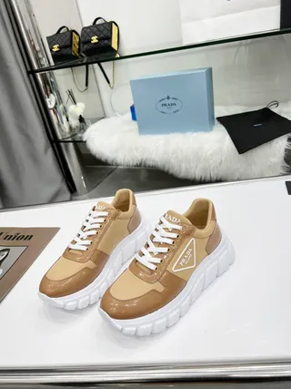 Prada Cloudbust Tan and White Chunky Sneakers 5