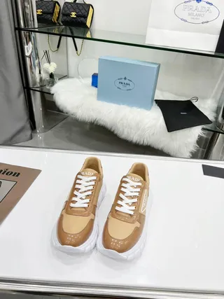 Prada Cloudbust Tan and White Chunky Sneakers 7