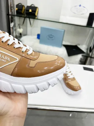 Prada Cloudbust Tan and White Chunky Sneakers 9