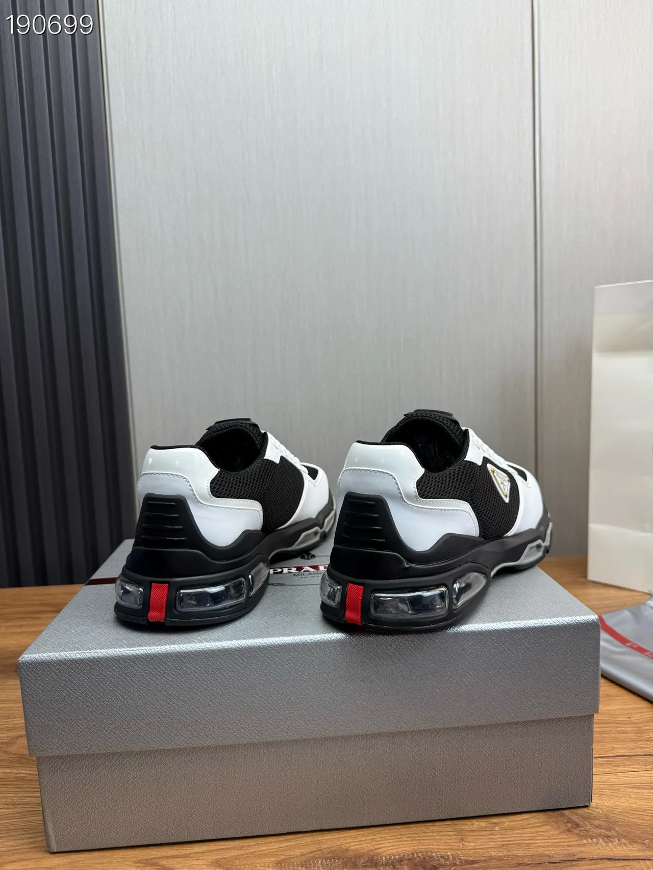 Prada Cloudbust White and Black Mesh Leather Chunky Sneakers 6