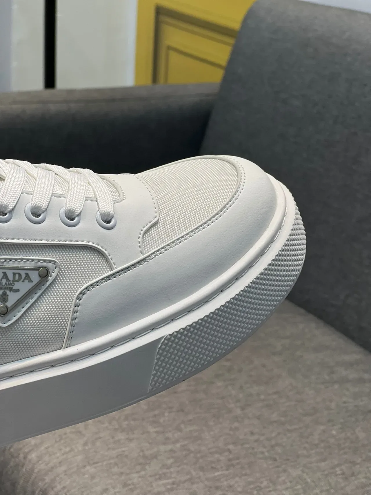 Prada Cloudbust White Gray Low-Top Platform Sole Lifestyle Sneakers 4