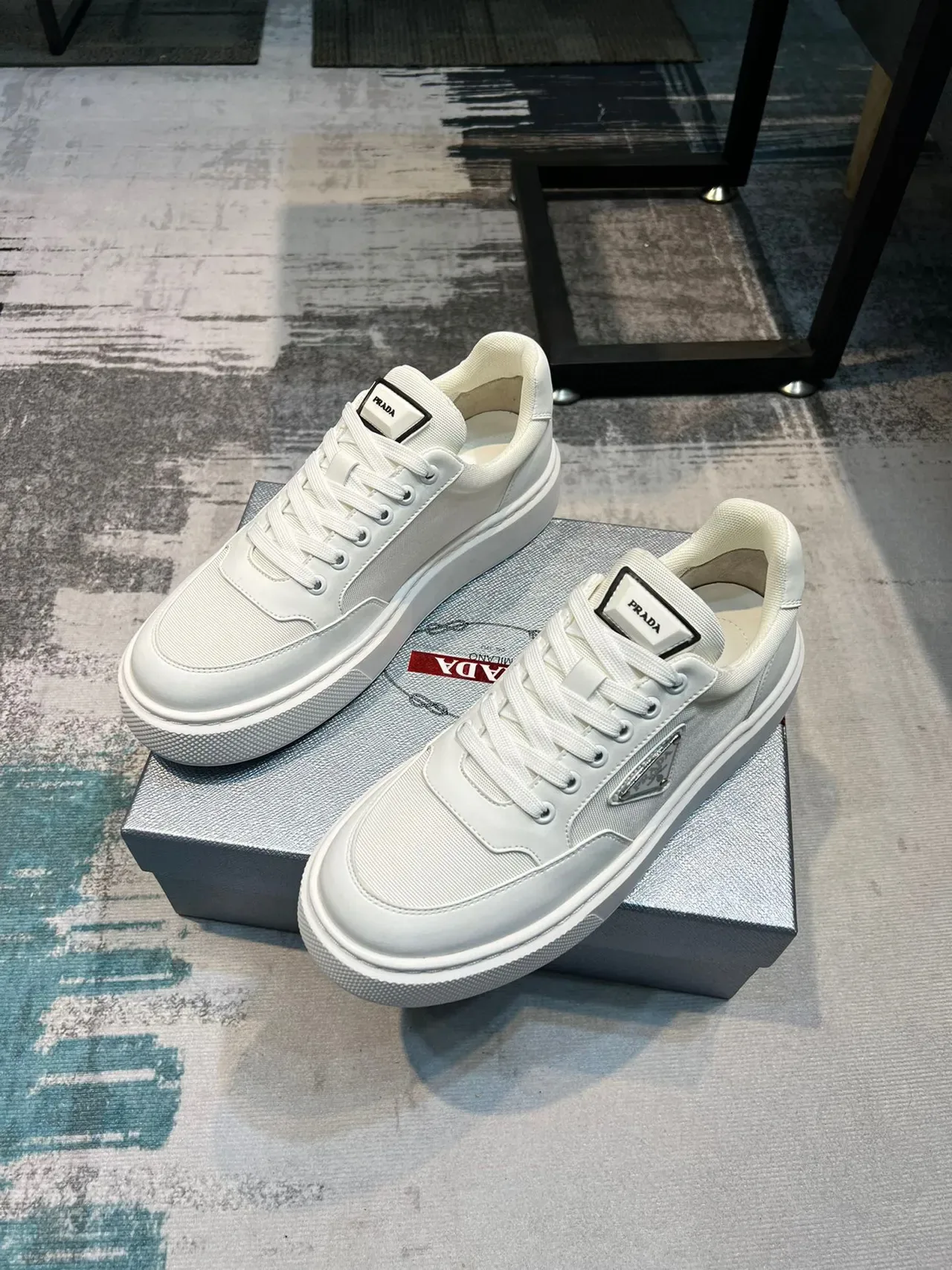Prada Cloudbust White Gray Low-Top Platform Sole Lifestyle Sneakers 6