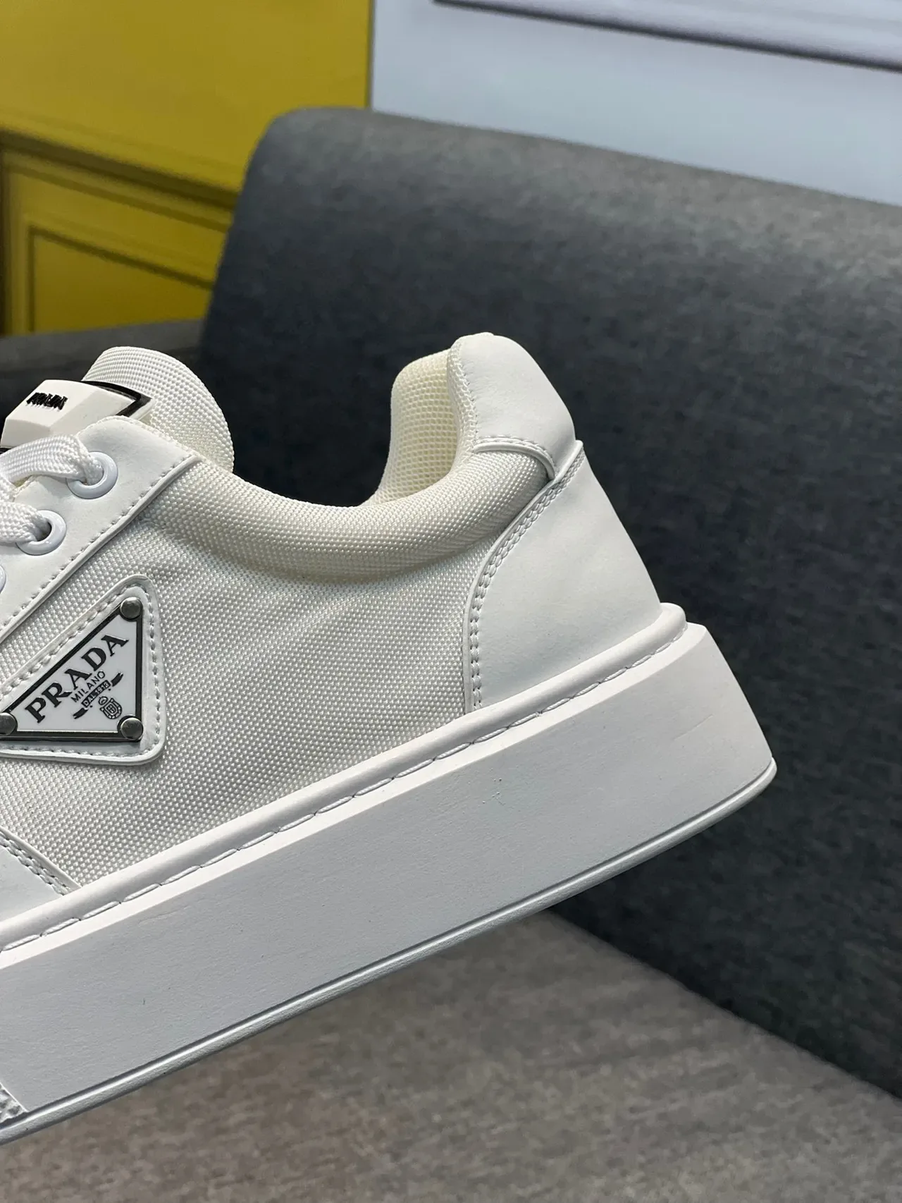 Prada Cloudbust White Gray Low-Top Platform Sole Lifestyle Sneakers 9