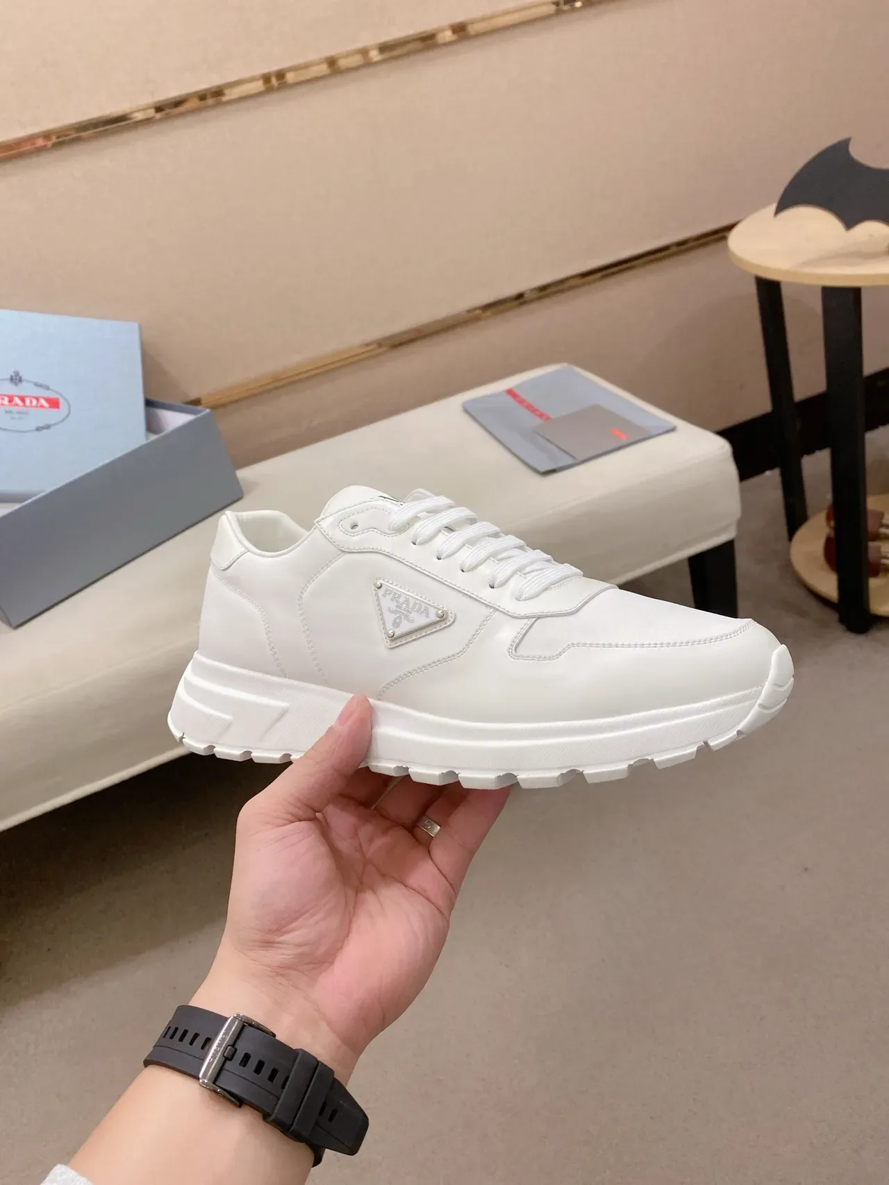 Prada Cloudbust White Leather Lifestyle Sneakers 4