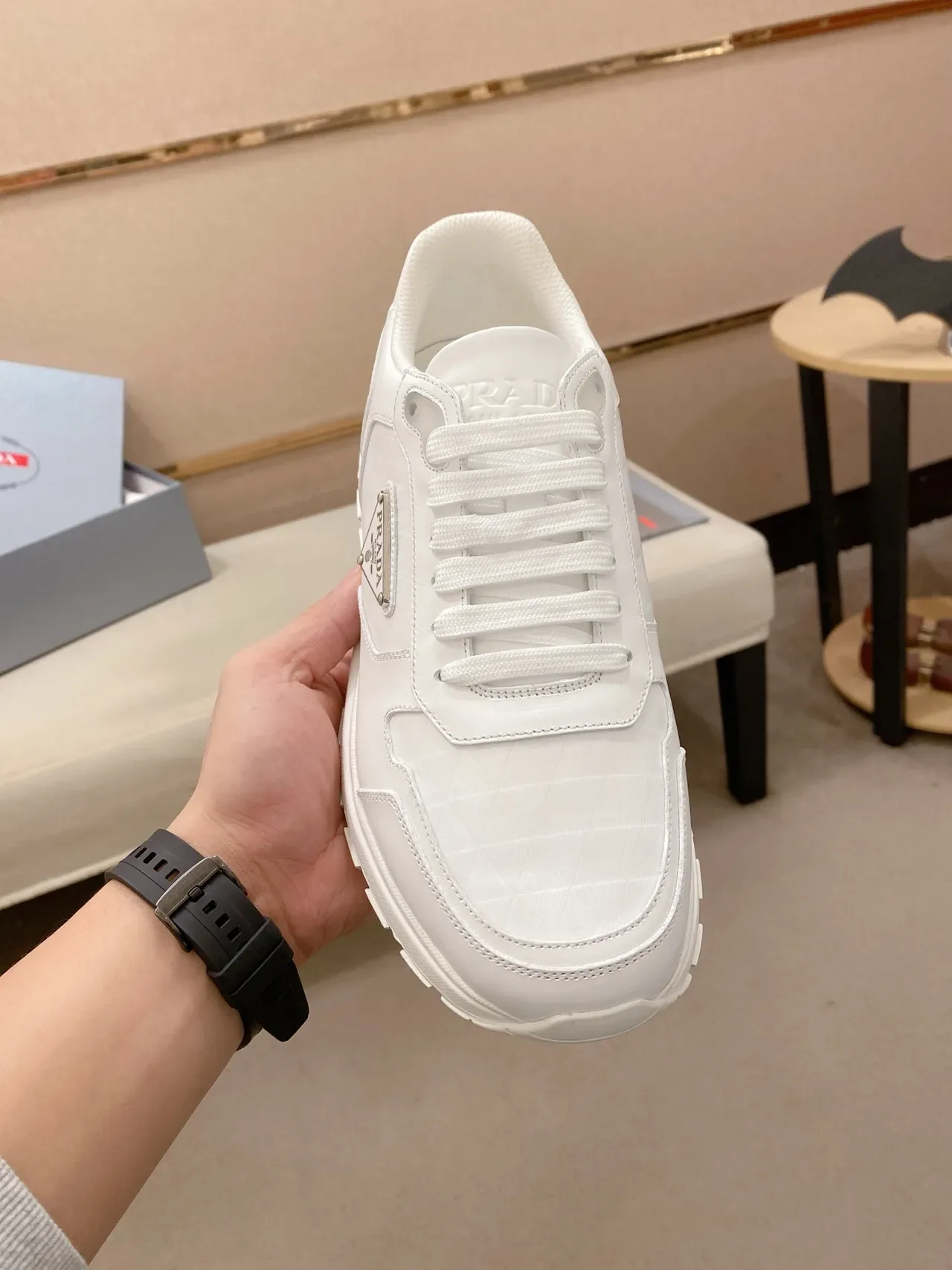 Prada Cloudbust White Leather Lifestyle Sneakers 5