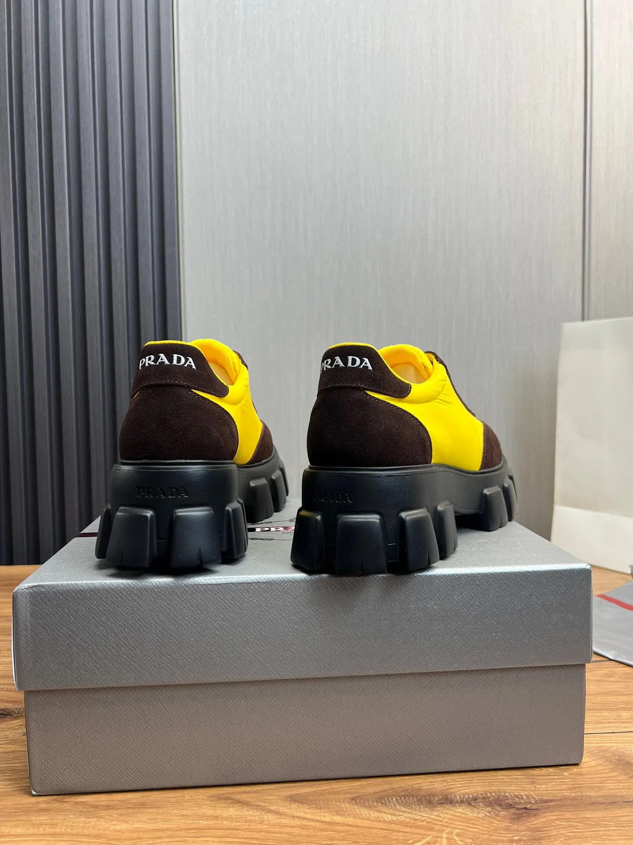Prada Cloudbust Yellow and Brown Chunky Sneakers 4