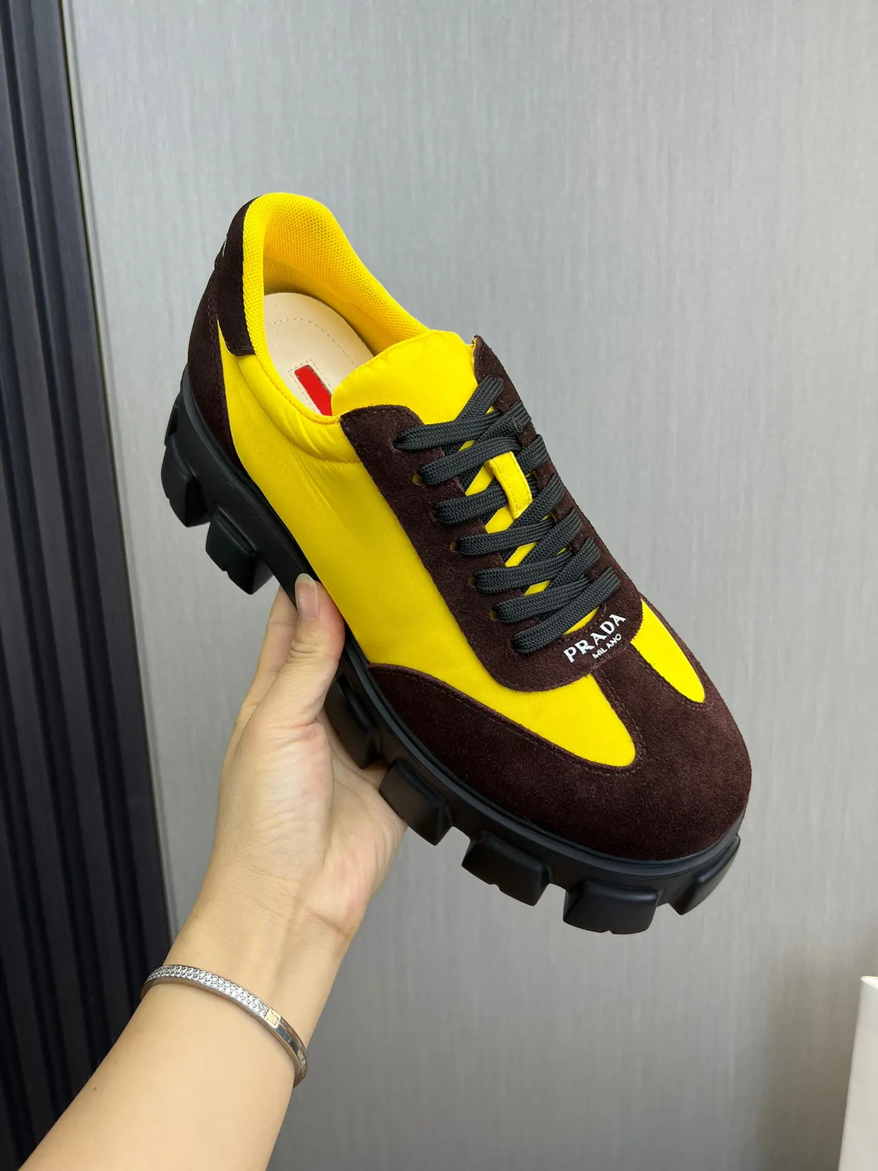 Prada Cloudbust Yellow and Brown Chunky Sneakers 7
