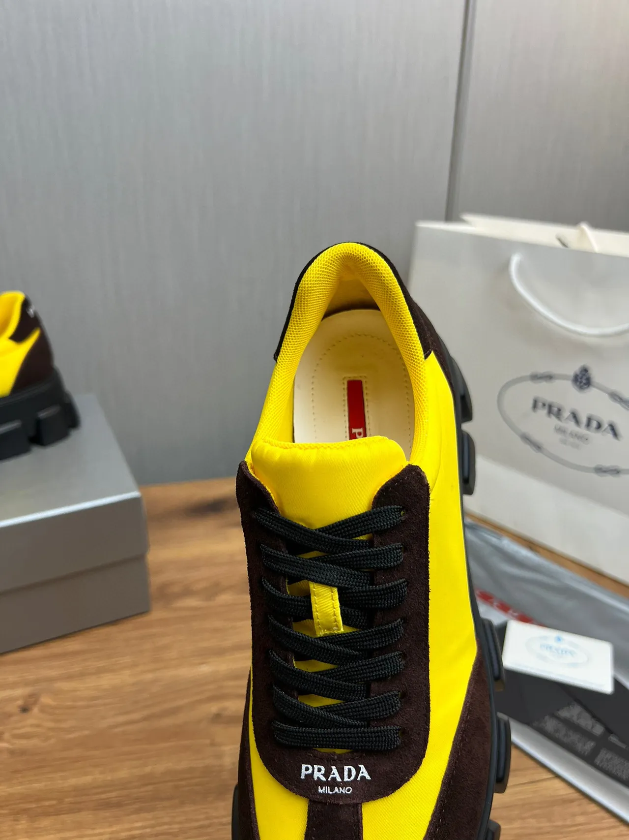 Prada Cloudbust Yellow and Brown Chunky Sneakers 8