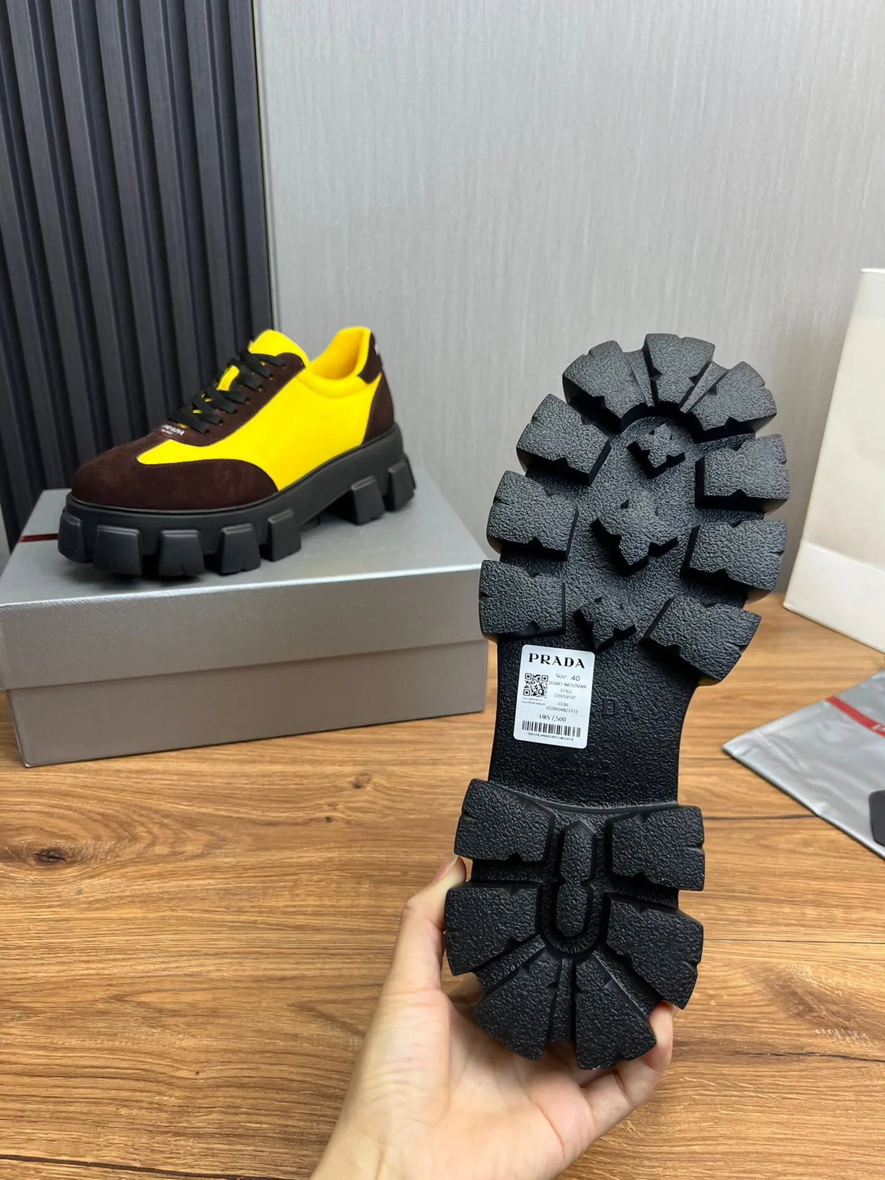 Prada Cloudbust Yellow and Brown Chunky Sneakers 9