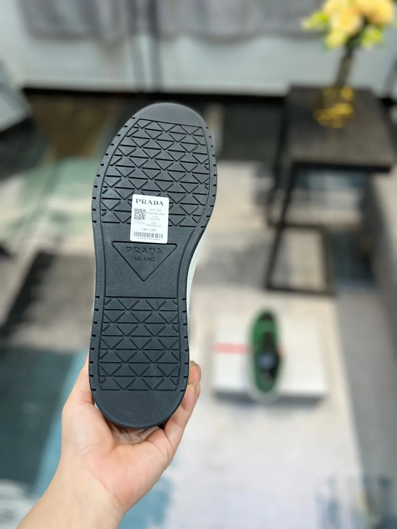 Prada Green Black Panelled Leather Construction Color Blocking Lifestyle Sneakers 8
