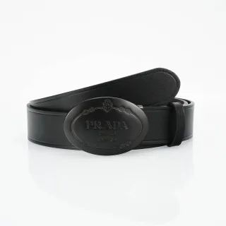 Prada Oval Buckle Black Leather Belt