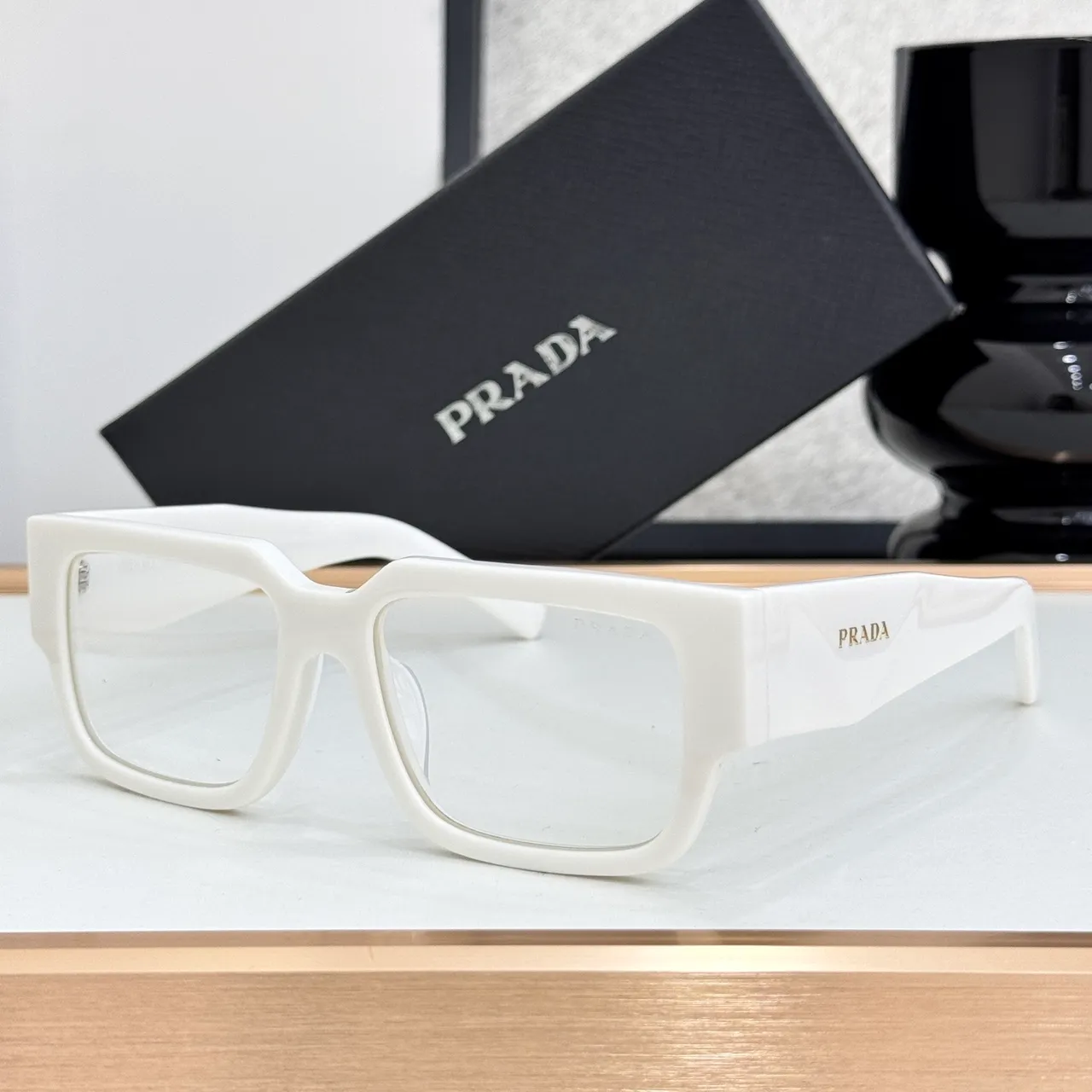 Prada Symbolé Matte Black Geometric Rectangular Sunglasses 2