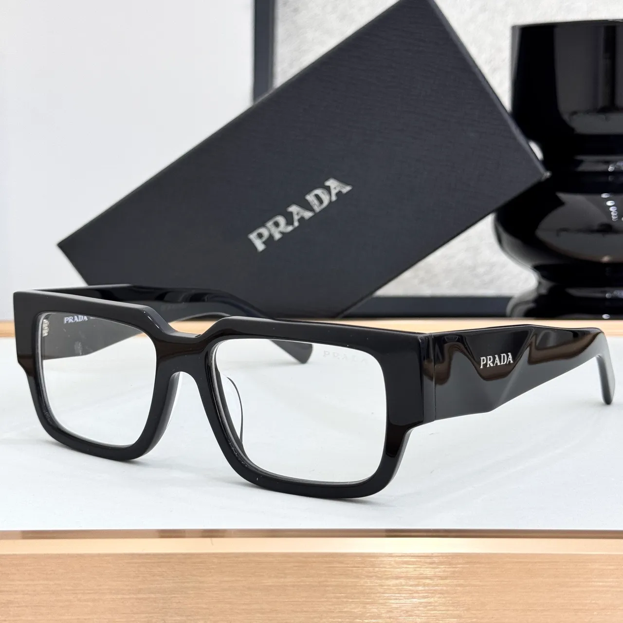 Prada Symbolé Matte Black Geometric Rectangular Sunglasses 3