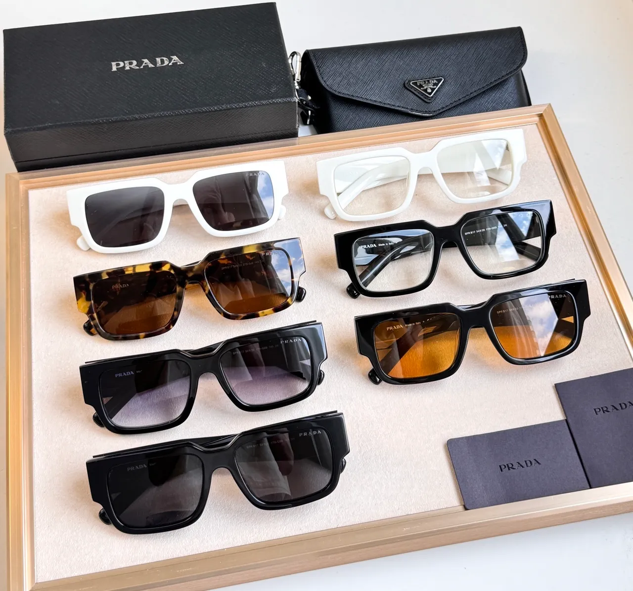 Prada Symbolé Matte Black Geometric Rectangular Sunglasses 9