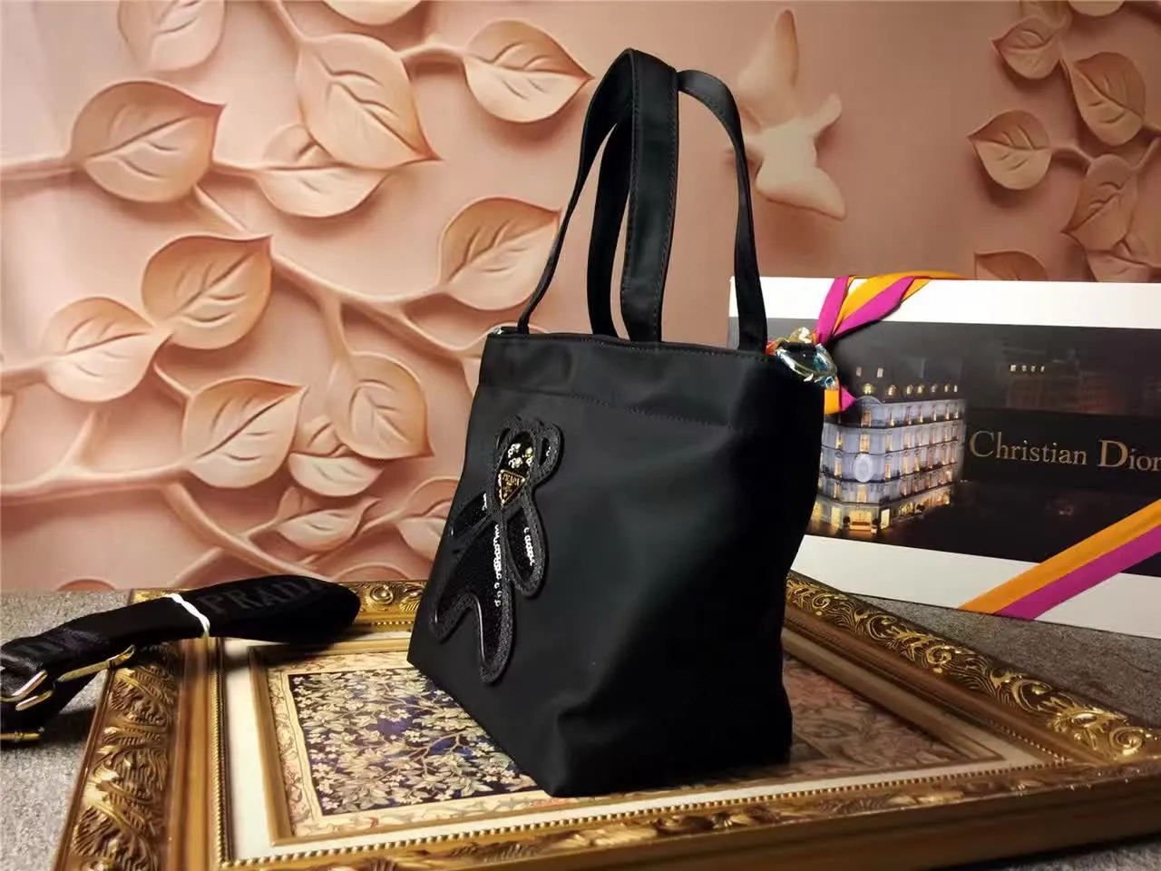 Prada Teddy Bear Black Nylon Tote Bag 9