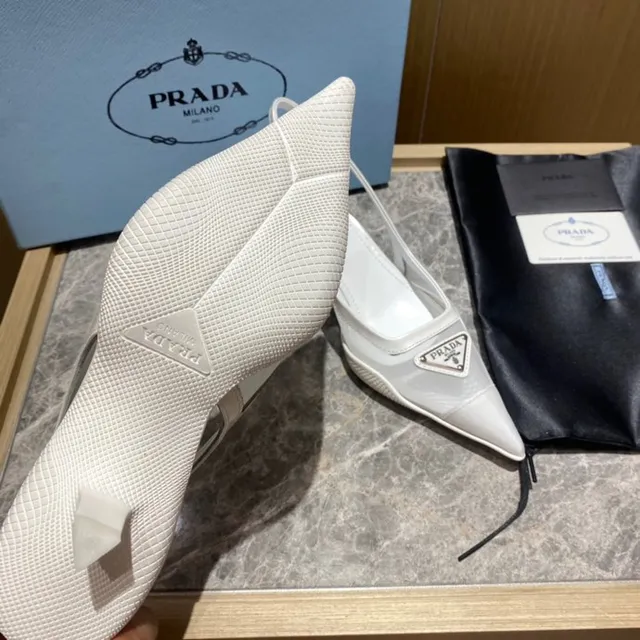 Prada White Transparent Pointed-Toe Slingback Pump 3