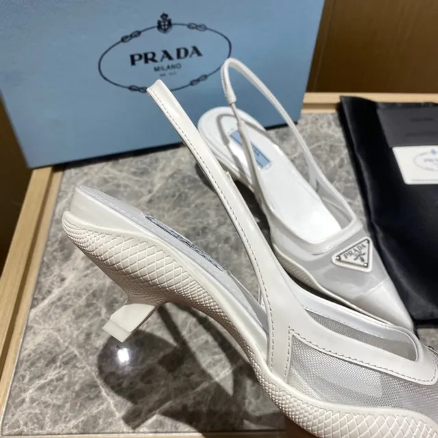 Prada White Transparent Pointed-Toe Slingback Pump 4