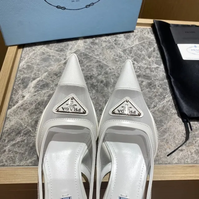 Prada White Transparent Pointed-Toe Slingback Pump 5