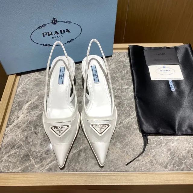 Prada White Transparent Pointed-Toe Slingback Pump 6