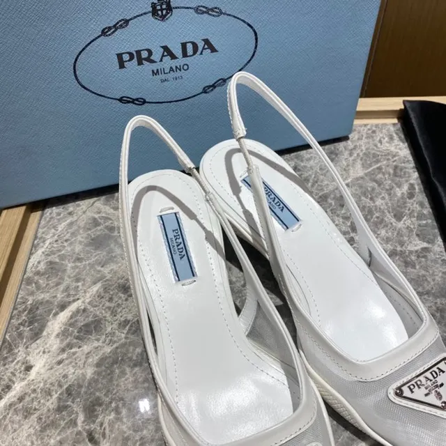 Prada White Transparent Pointed-Toe Slingback Pump 7