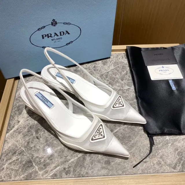 Prada White Transparent Pointed-Toe Slingback Pump 8
