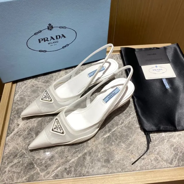 Prada White Transparent Pointed-Toe Slingback Pump 9