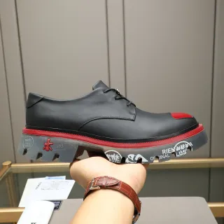 Premiata Black Red Leather Toe Cap Oxford Shoes