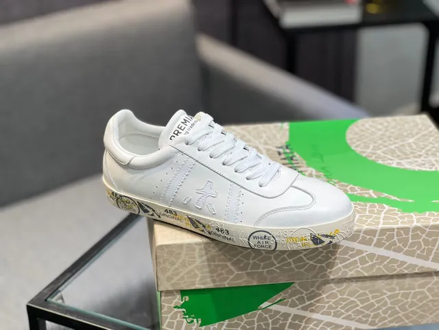 Premiata White Multicolor Leather Upper Embossed Side Logo Lifestyle Sneakers 9