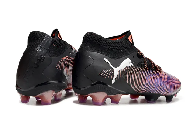 Puma Negro Multicolor Acanalado Iridiscente Ola Superposición Ajuste Calcetín Cuello Tricotado Césped Firme Zapatos de Fútbol 5