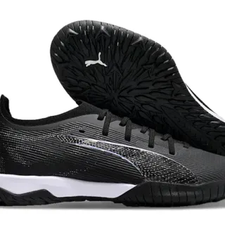 Puma Black White Low-Cut Synthetic Knit Upper Sneakers