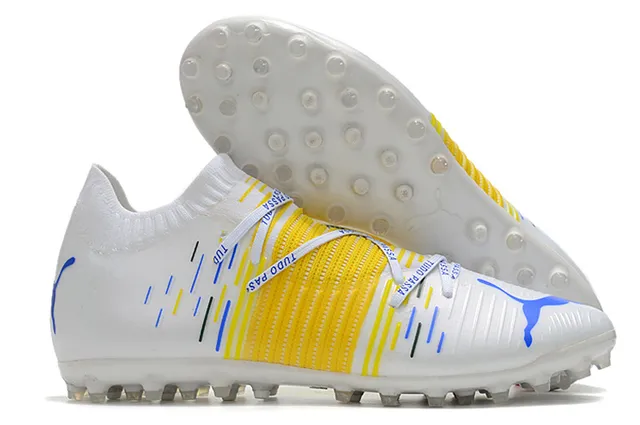 Puma Future Z حذاء كرة القدم برتقالي أصفر مع أعلى من النسيج المحبوك وتكييف الجوارب متكامل قفص الرباط أرض صلبة 5