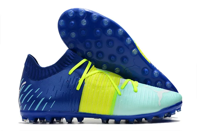 Puma Future Z حذاء كرة القدم برتقالي أصفر مع أعلى من النسيج المحبوك وتكييف الجوارب متكامل قفص الرباط أرض صلبة 6