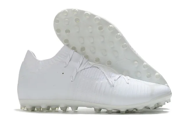 Puma Future Z حذاء كرة القدم برتقالي أصفر مع أعلى من النسيج المحبوك وتكييف الجوارب متكامل قفص الرباط أرض صلبة 12