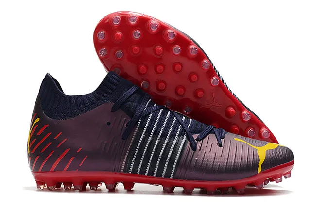 Puma Future Z حذاء كرة القدم برتقالي أصفر مع أعلى من النسيج المحبوك وتكييف الجوارب متكامل قفص الرباط أرض صلبة 14