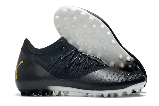 Puma Future Z حذاء كرة القدم برتقالي أصفر مع أعلى من النسيج المحبوك وتكييف الجوارب متكامل قفص الرباط أرض صلبة 18